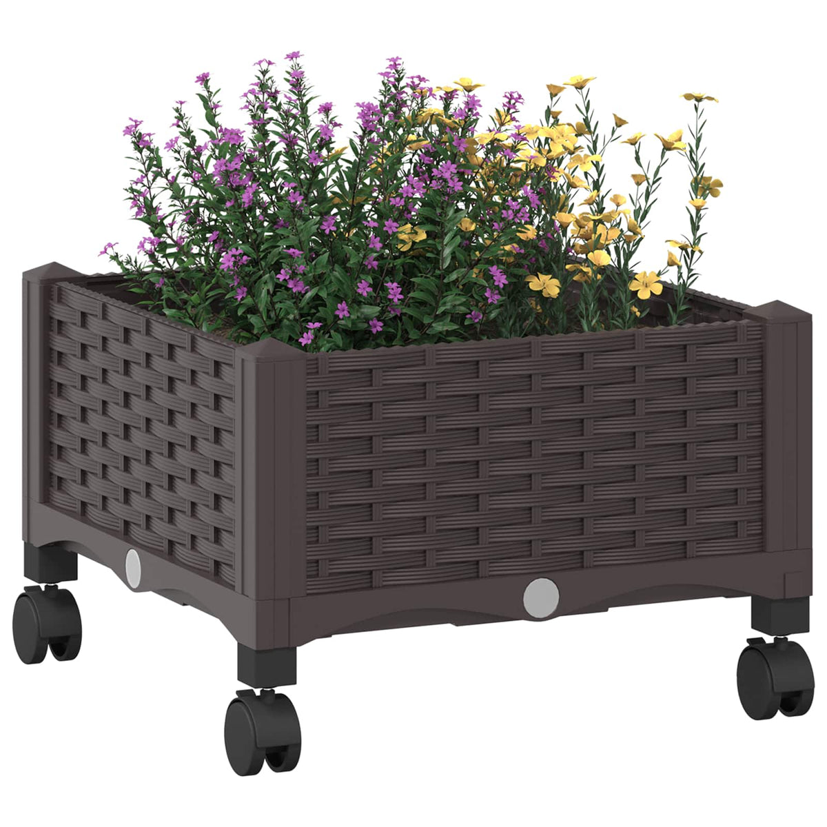 Vidaxl tuinschaal met wielen bruin 40 x 40 x 29 cm pp