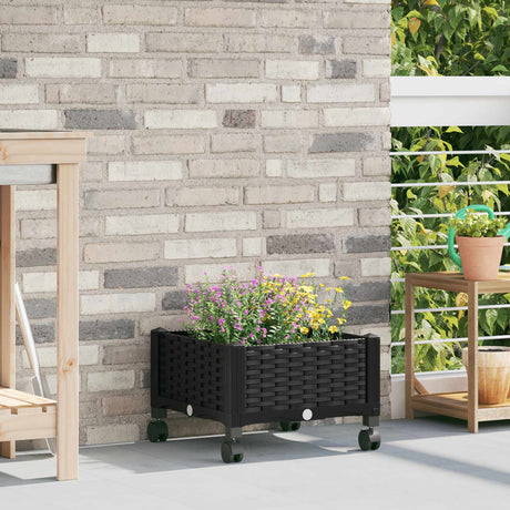 Vidaxl tuinschaal met wielen zwart 40 x 40 x 29 cm pp