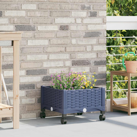 Vidaxl tuinschaal met wielen blauw grijs 40 x 40 x 29 cm pp