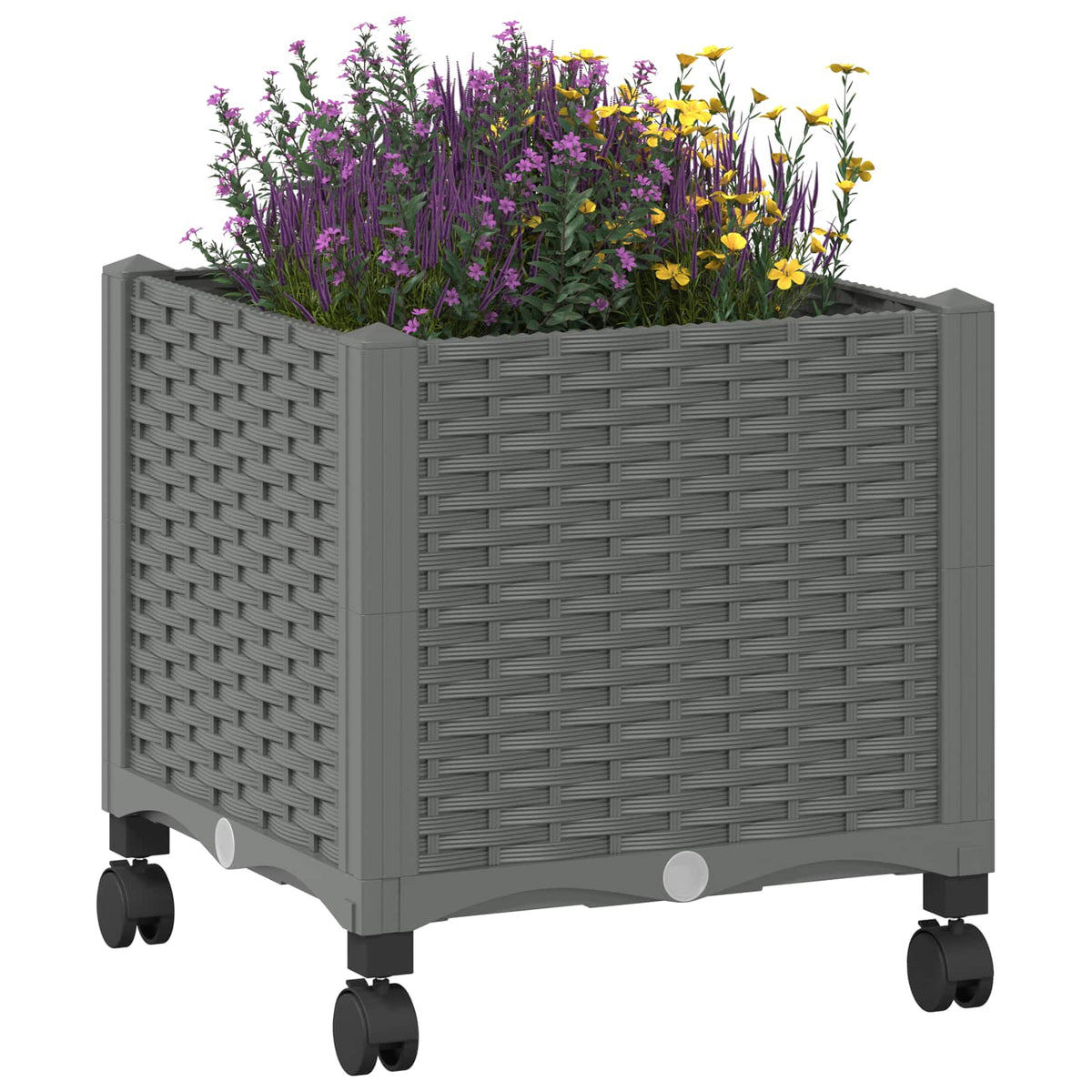 Vidaxl tuinschaal met wielen lichtgrijs 40 x 40 x 48 cm pp