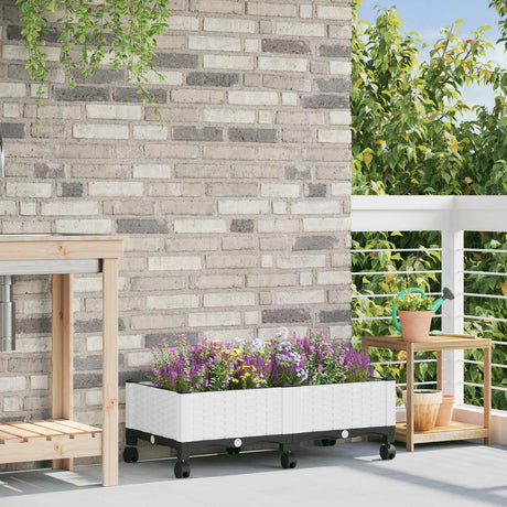 Vidaxl tuinschaal met wielen wit 80 x 40 x 29 cm pp