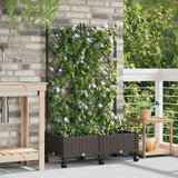 Vidaxl tuinplantbak met schutting en wielen 2 st bruin pp