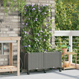 Vidaxl tuin pot met irrigatie en wielen 2 st lichtgrijs pp