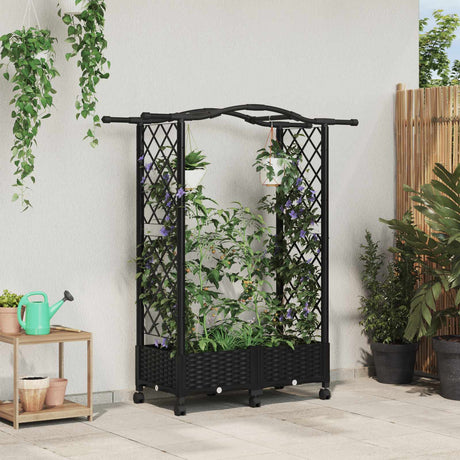 Vidaxl verhoogd bed met trellis en dak zwart 124 x 40 x 129 cm pp