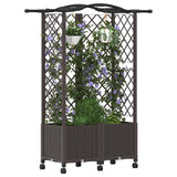 Vidaxl verhoogd bed met trellis en dak bruin 122 x 40 x 144 cm pp