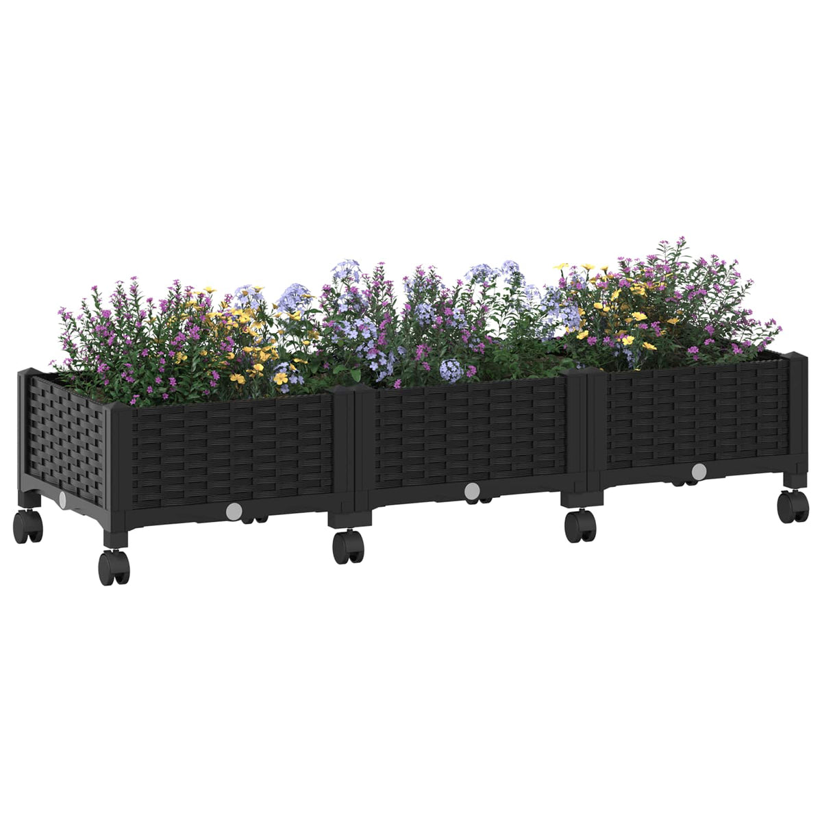 Vidaxl tuinschaal met wielen zwart 120 x 40 x 29 cm pp