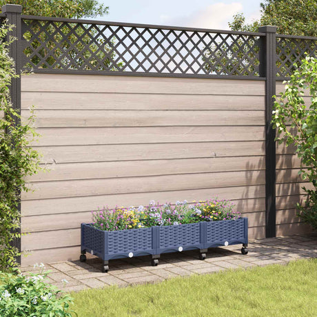 Vidaxl tuinschaal met wielen blauw grijs 120 x 40 x 33 cm pp