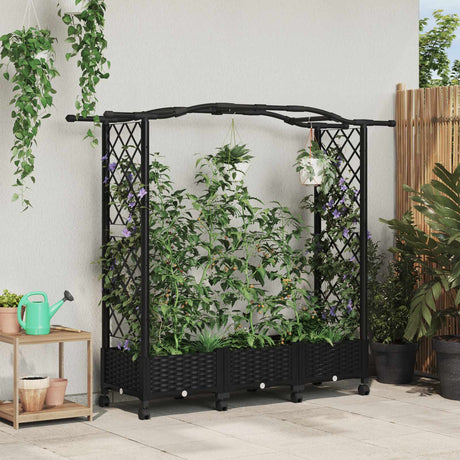 Vidaxl verhoogd bed met trellis en dak zwart 169 x 40 x 129 cm pp
