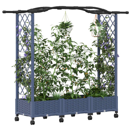 Vidaxl verhoogd bed met trellis en dak grijs 169 x 40 x 129 cm pp