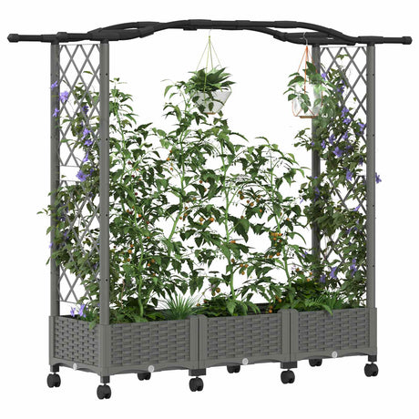 Vidaxl verhoogd bed met trellis en dak lichtgrijs 169 x 40 x 129 cm pp