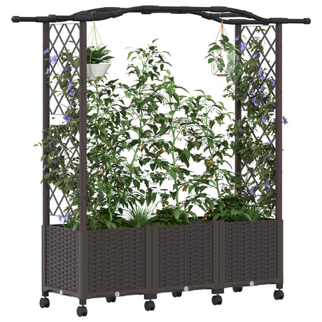 Vidaxl verhoogd bed met trellis en dak bruin 164 x 40 x 144 cm pp