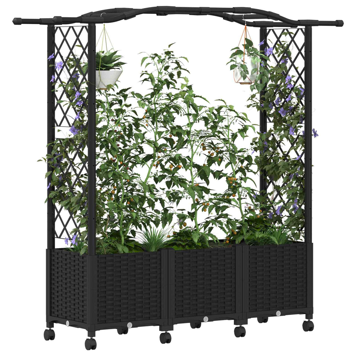 Vidaxl verhoogd bed met trellis en dak zwart 164 x 40 x 144 cm pp