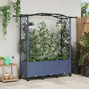 Vidaxl verhoogd bed met trellis en dak grijs 164 x 40 x 144 cm pp