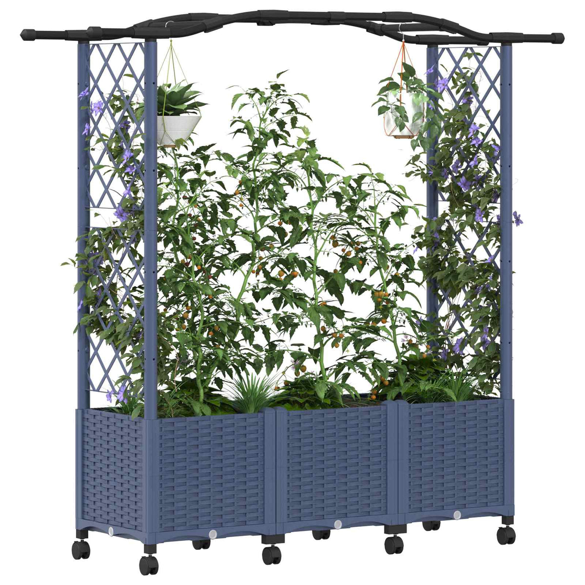 Vidaxl verhoogd bed met trellis en dak grijs 164 x 40 x 144 cm pp