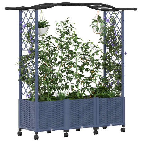 Vidaxl verhoogd bed met trellis en dak grijs 164 x 40 x 144 cm pp