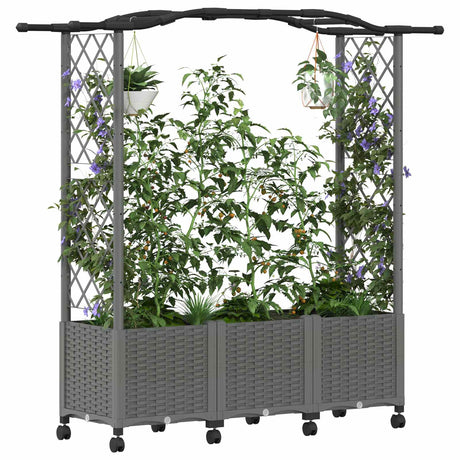 Vidaxl verhoogd bed met trellis en dak lichtgrijs 164 x 40 x 144 cm pp