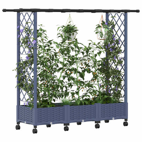 Vidaxl verhoogd bed met trellis en dak grijs 164 x 40 x 127 cm pp