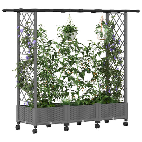 Vidaxl verhoogd bed met trellis en dak lichtgrijs 164 x 40 x 127 cm pp