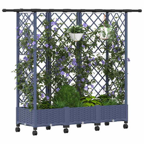 Vidaxl verhoogd bed met trellis en dak grijs 164 x 40 x 127 cm pp