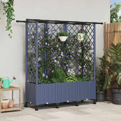 Vidaxl verhoogd bed met trellis en dak grijs 163,5 x 40 x 142 cm pp