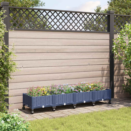 Vidaxl tuinschaal met wielen blauw grijs 160 x 40 x 29 cm pp