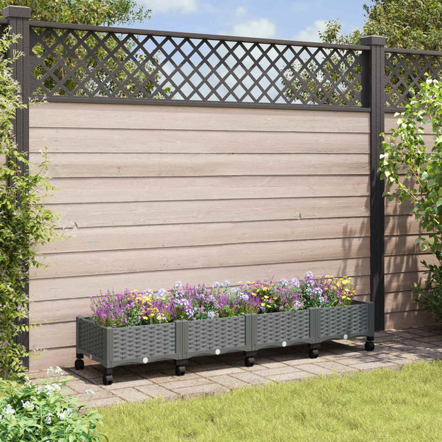 Vidaxl tuinschaal met wielen lichtgrijs 160 x 40 x 29 cm pp