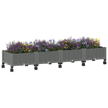 Vidaxl tuinschaal met wielen lichtgrijs 160 x 40 x 29 cm pp