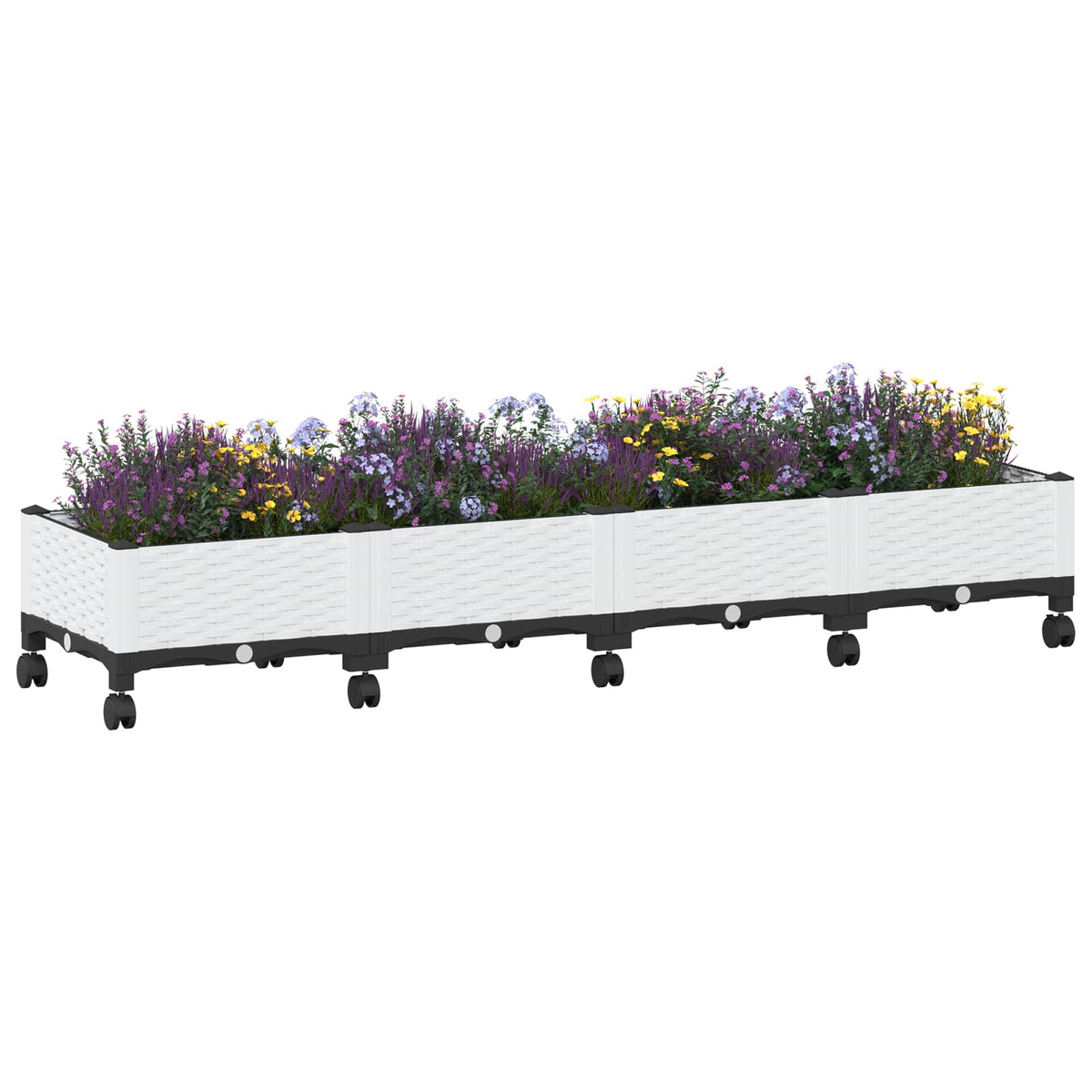 Vidaxl tuinschaal met wielen wit 160 x 40 x 33 cm pp
