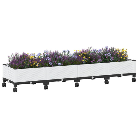 Vidaxl tuinschaal met wielen wit 160 x 40 x 33 cm pp
