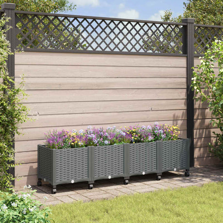 Vidaxl tuinschaal met wielen lichtgrijs 160 x 40 x 48 cm pp