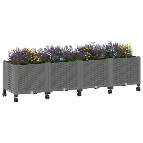 Vidaxl tuinschaal met wielen lichtgrijs 160 x 40 x 48 cm pp