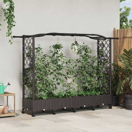 Vidaxl verhoogd bed met trellis en dak bruin 207 x 40 x 129 cm pp