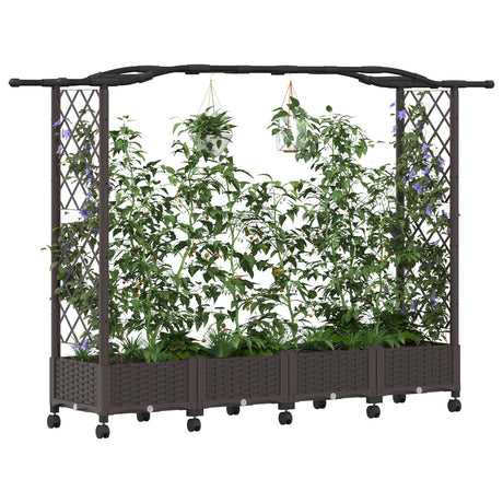 Vidaxl verhoogd bed met trellis en dak bruin 207 x 40 x 129 cm pp
