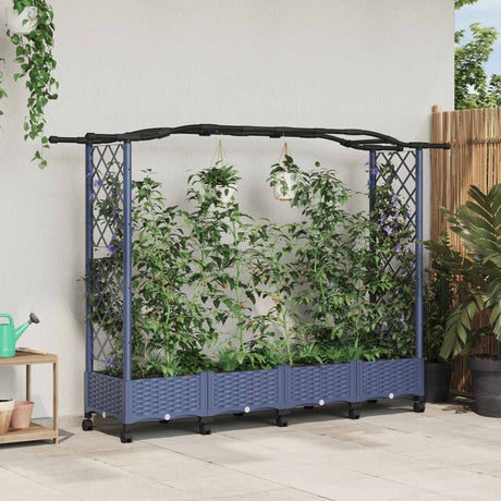 Vidaxl verhoogd bed met trellis en dak grijs 207 x 40 x 129 cm pp