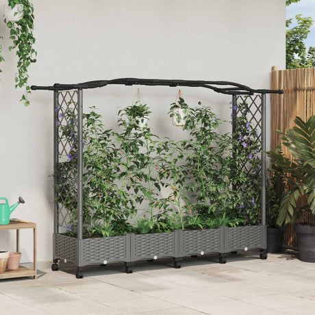Vidaxl verhoogd bed met trellis en dak lichtgrijs 207 x 40 x 129 cm pp