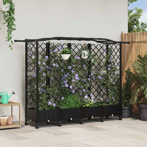 Vidaxl verhoogd bed met trellis en dak zwart 203,5 x 40 x 129 cm pp