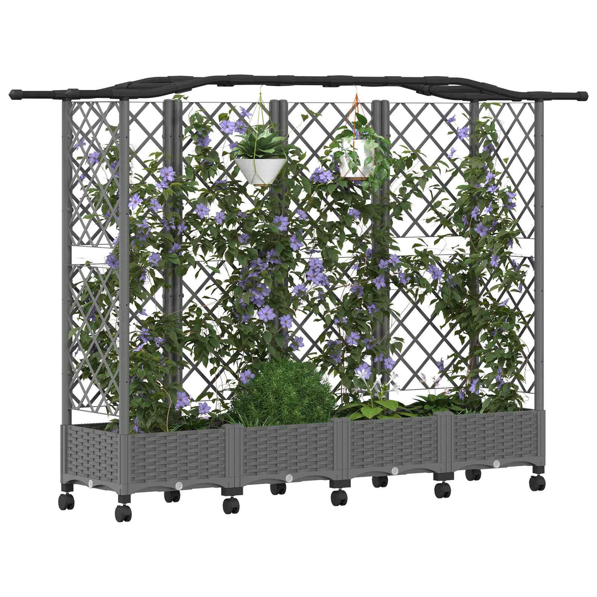 Vidaxl verhoogd bed met trellis en dak lichtgrijs 203,5 x 40 x 129 cm