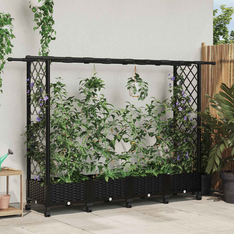 Vidaxl verhoogd bed met trellis en dak zwart 203 x 40 x 127 cm pp