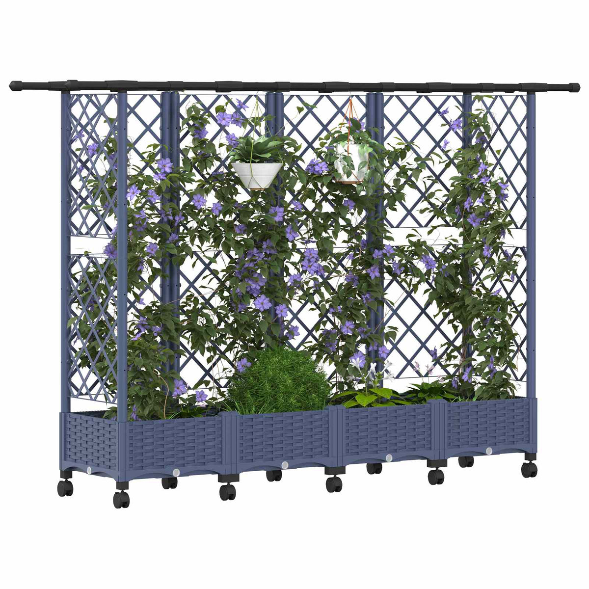 Vidaxl verhoogd bed met trellis en dak grijs 202,5 x 40 x 127 cm pp