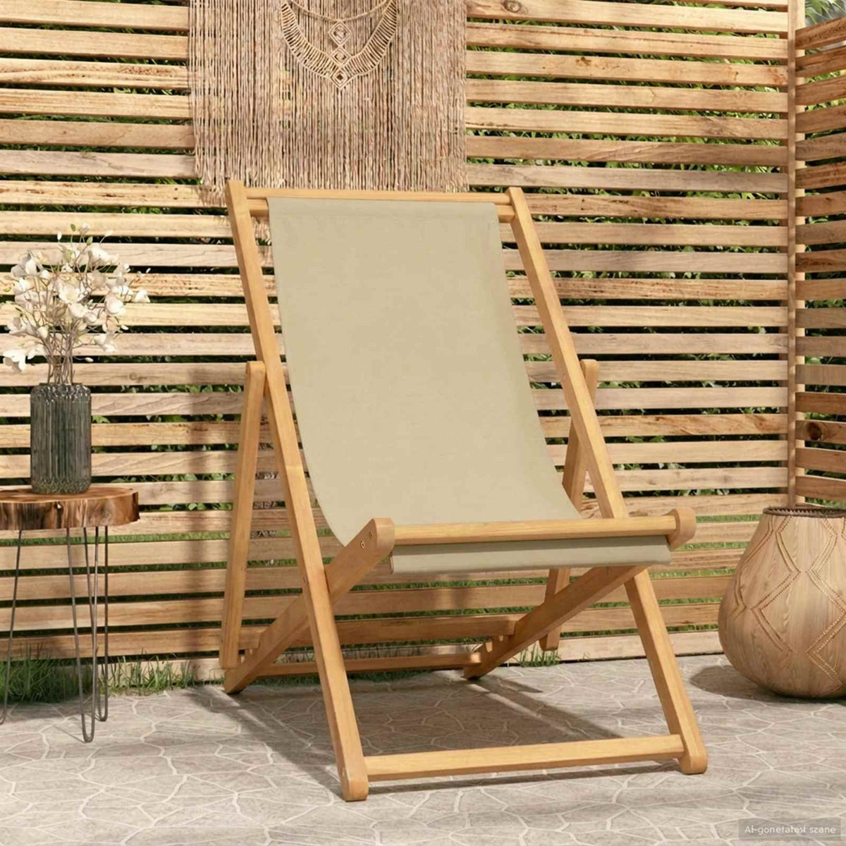 Vidaxl strandstoel beige massief teakhout