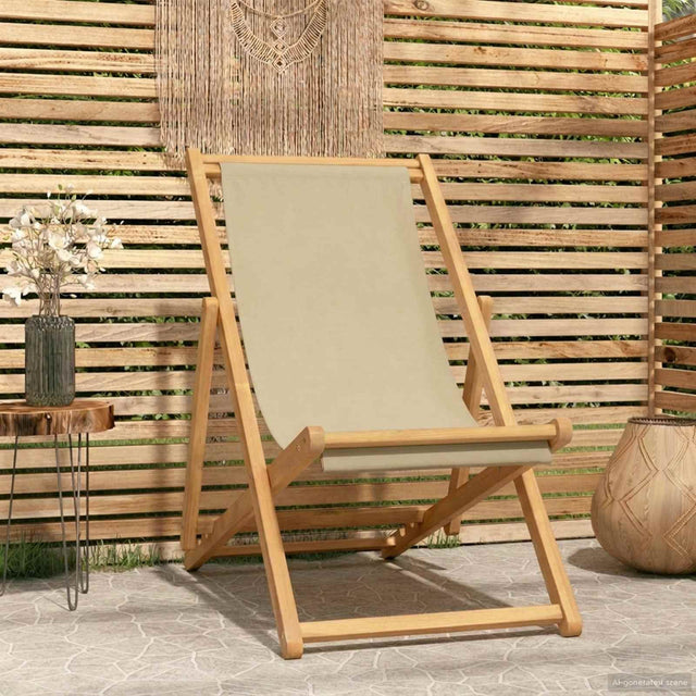Vidaxl strandstoel beige massief teakhout