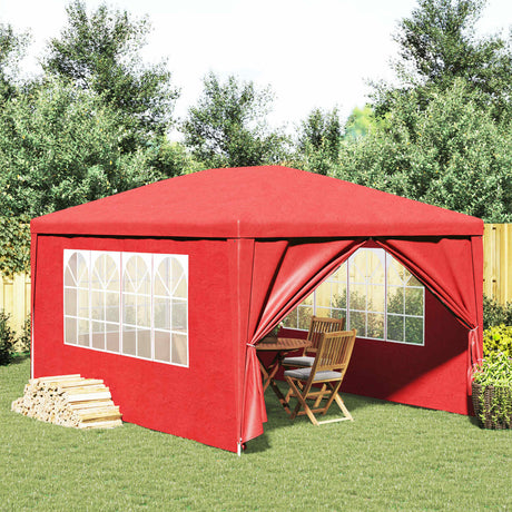 Vidaxl partytent 400 x 300 x 255 cm rood pe en staal