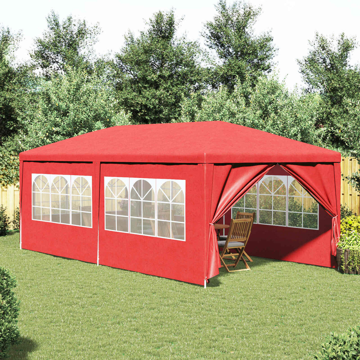 Vidaxl partytent 600 x 300 x 255 cm rood pe en staal