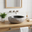 Vidaxl wasbak ovaal grijs (32-37) x (27-30) x 12 cm riviersteen