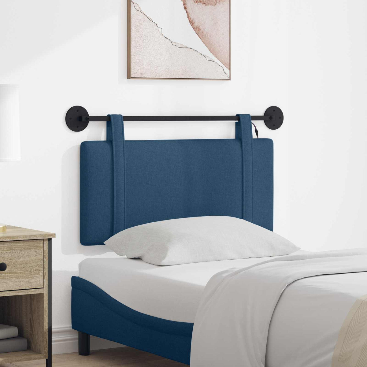 Vidaxl hangend hoofdbord blauw stof