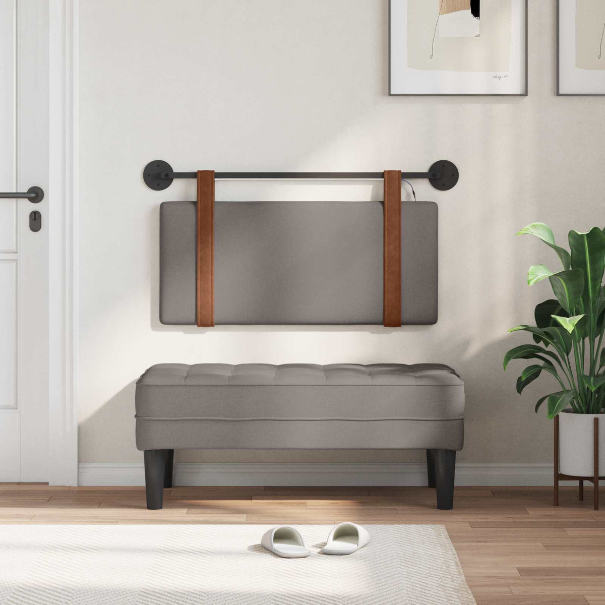 Vidaxl hangend hoofdbord taupe antiek pu