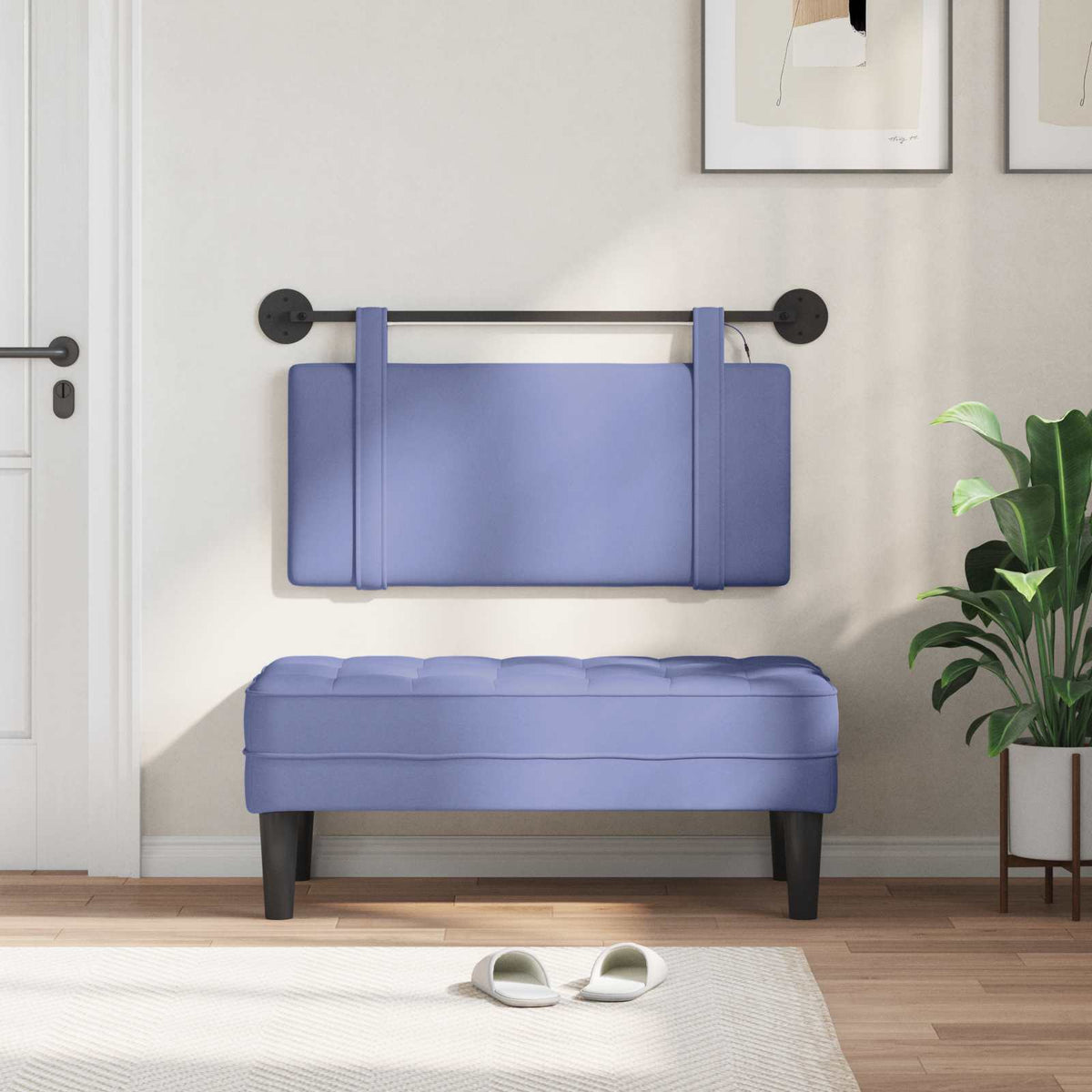 Vidaxl hangend hoofdbord jeans blauw stof