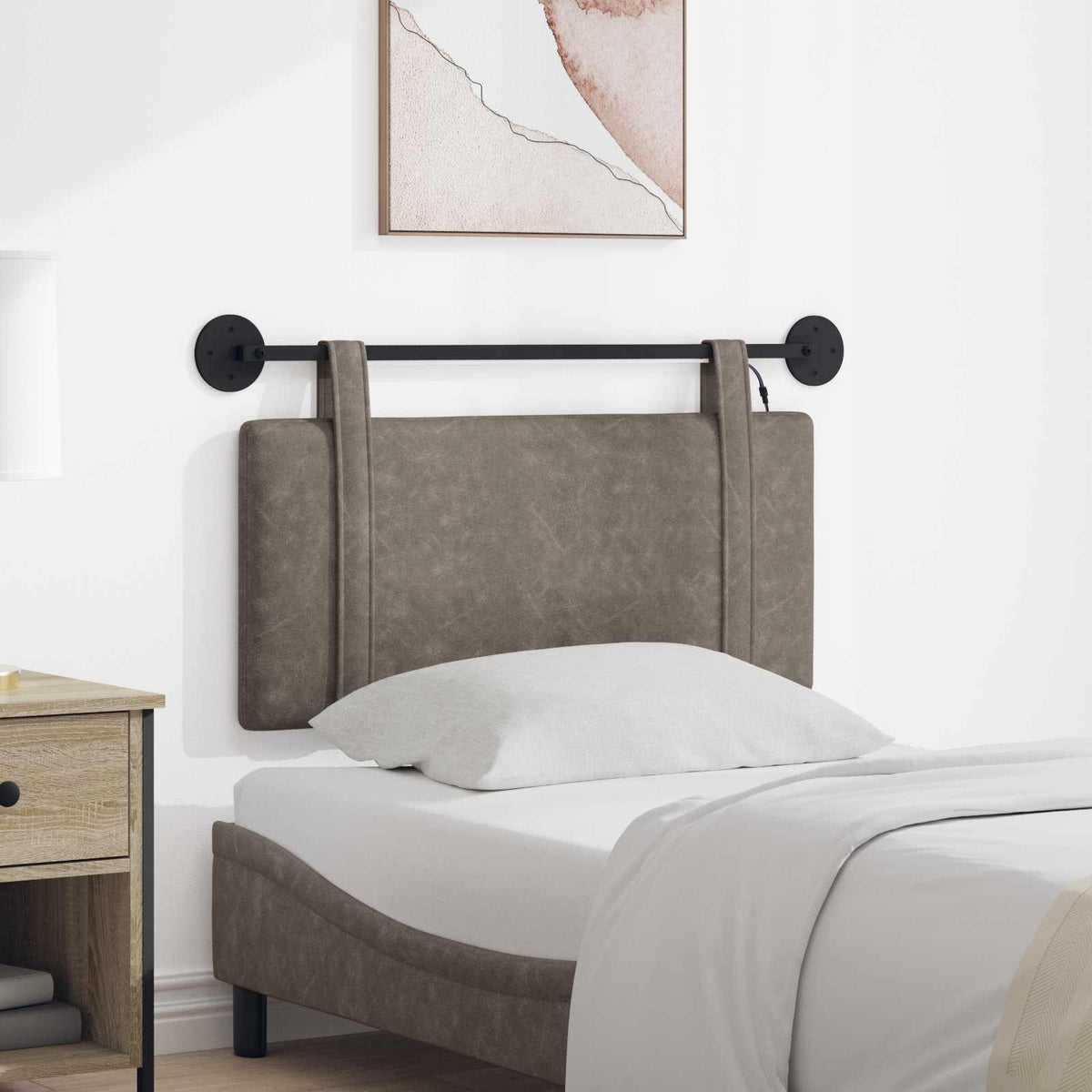 Vidaxl hangend hoofdbord grijs antiek pu