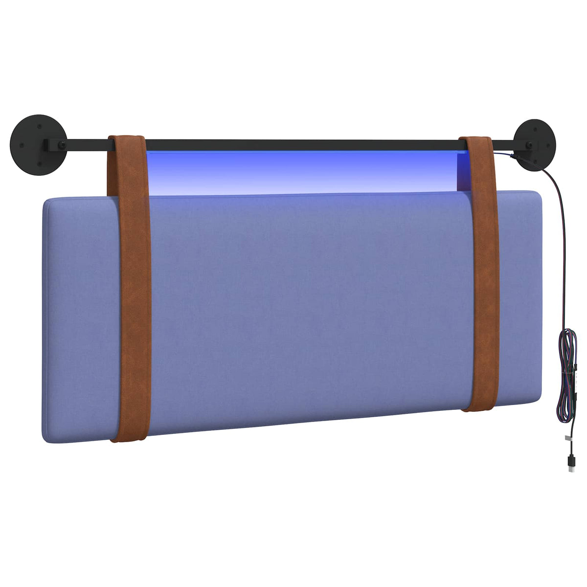 Vidaxl hangend hoofdbord met led-verlichting jeans blauw antiek pu