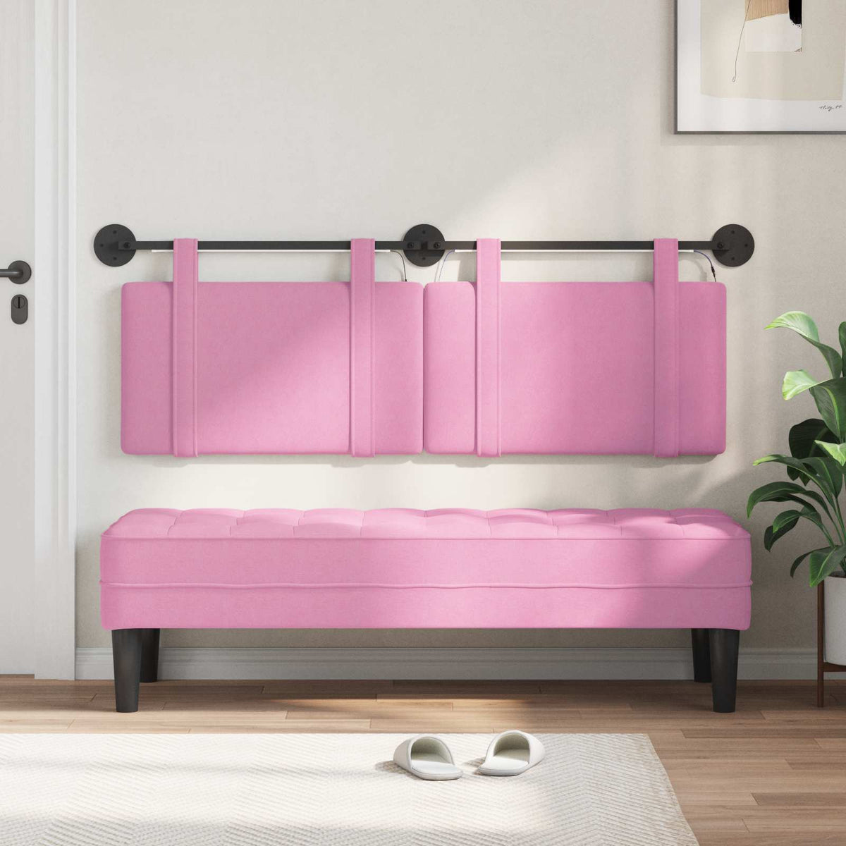 Vidaxl hangend hoofdbord roze stof